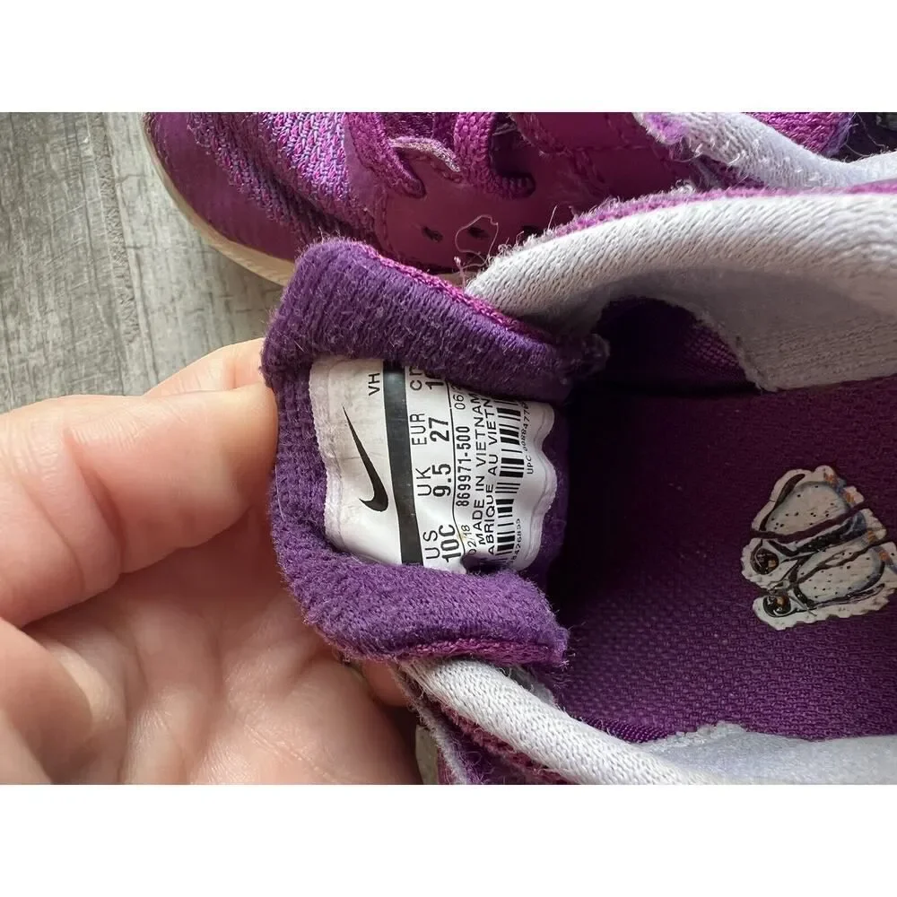 NIKE Downshifter Sneakers Shoes Low-Top Purple White Little Kids Girls Size 10 C